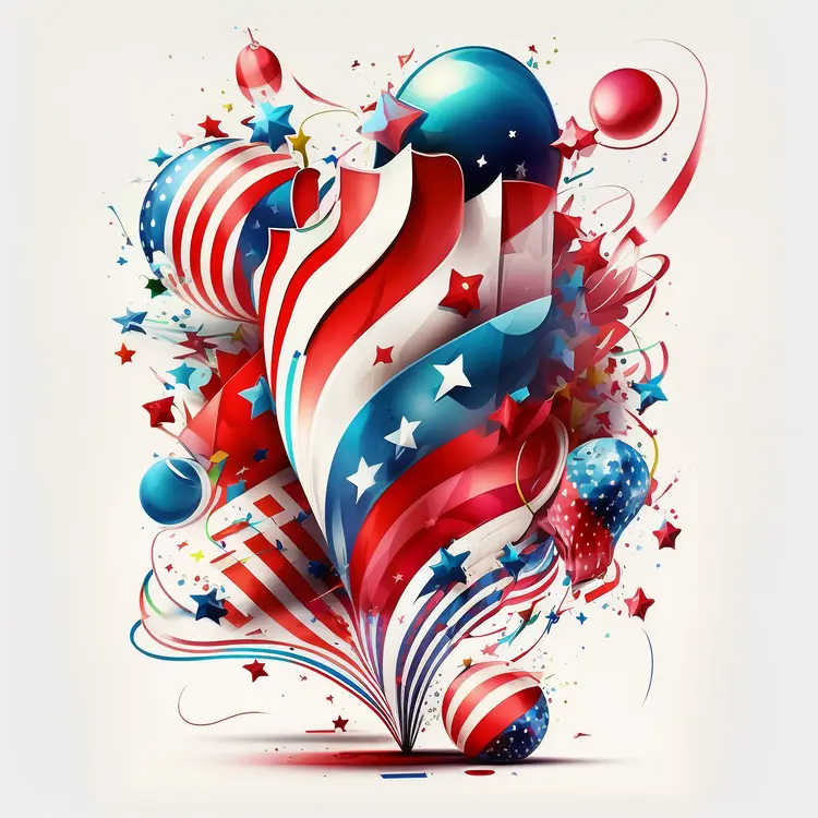 Patriotic American Flag with Festive Balloons