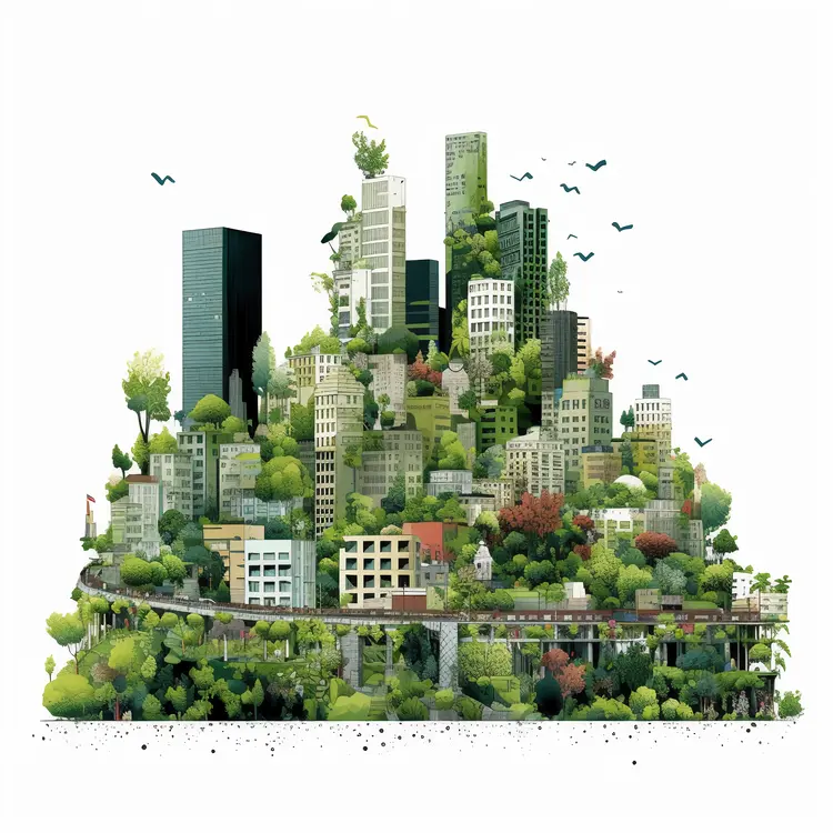 Floating City with Greenery