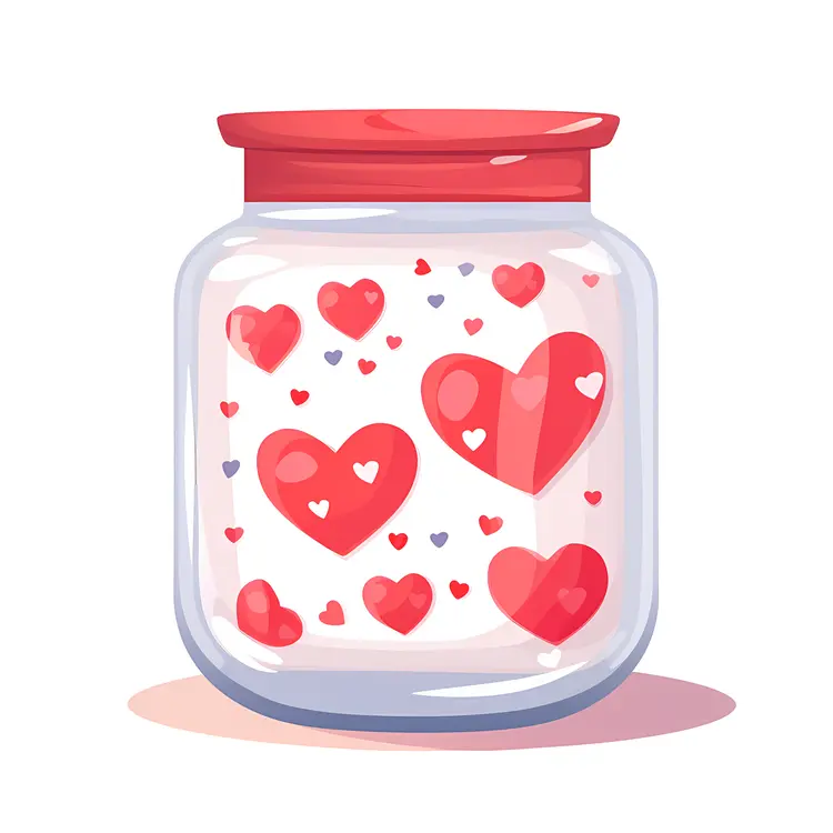 Cute Heart Jar with Red Hearts