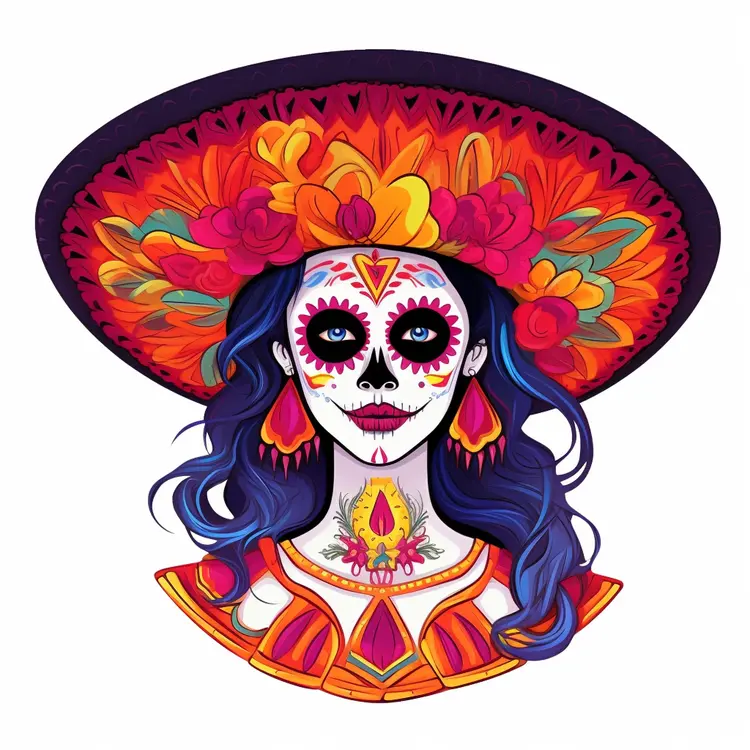 Colorful Sugar Skull for Day of the Dead Celebration