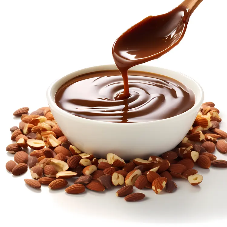 Bowl of Chocolate Sauce with Nuts