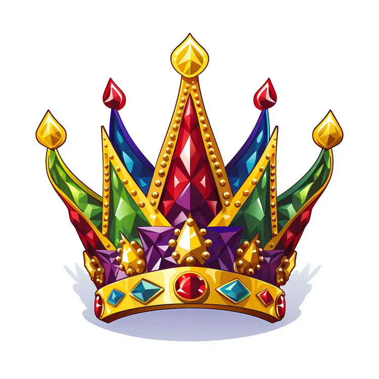 Colorful Cartoon Crown with Gems