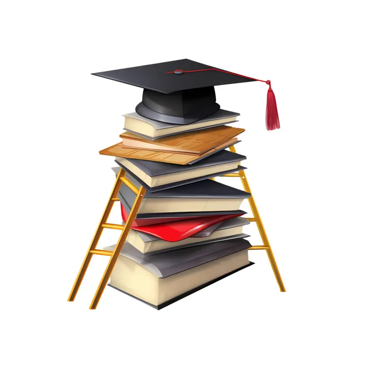 Graduation Cap on Stack of Books