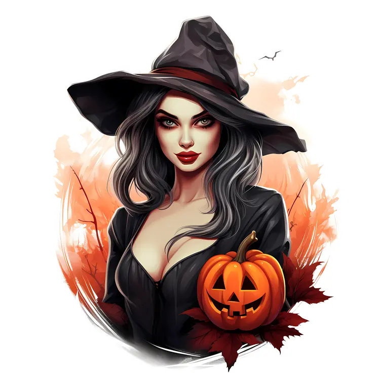 Witch Holding a Pumpkin