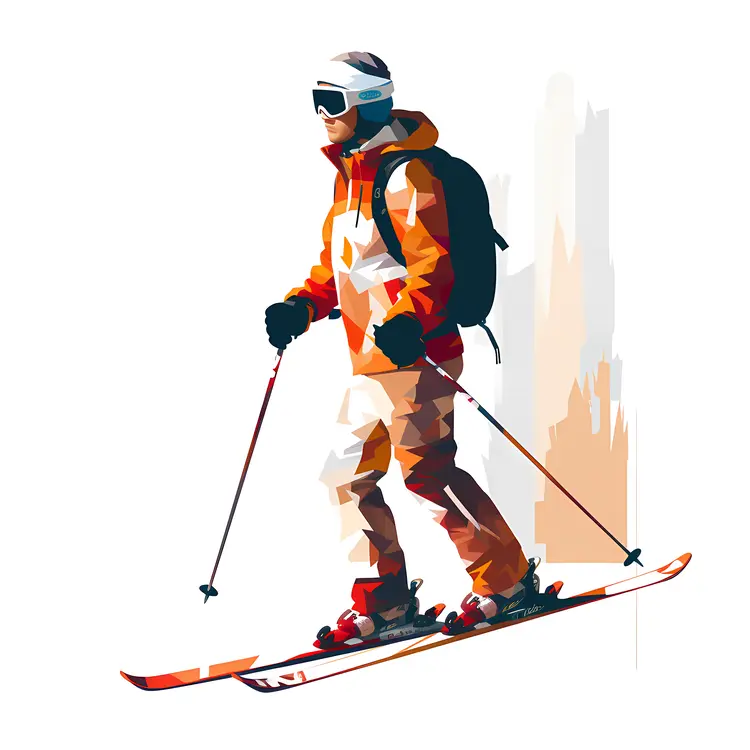 Skier in Orange Jacket