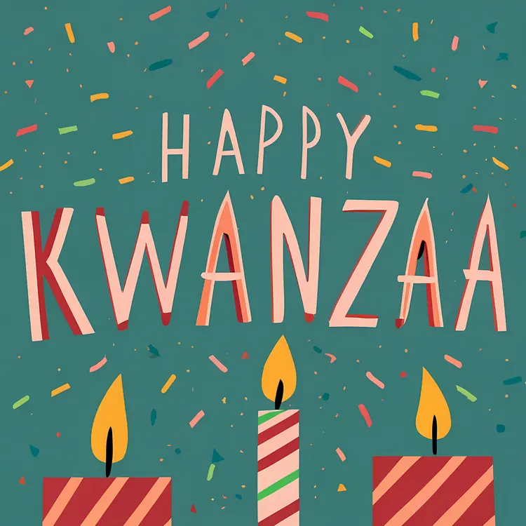 Happy Kwanzaa with Lit Candles