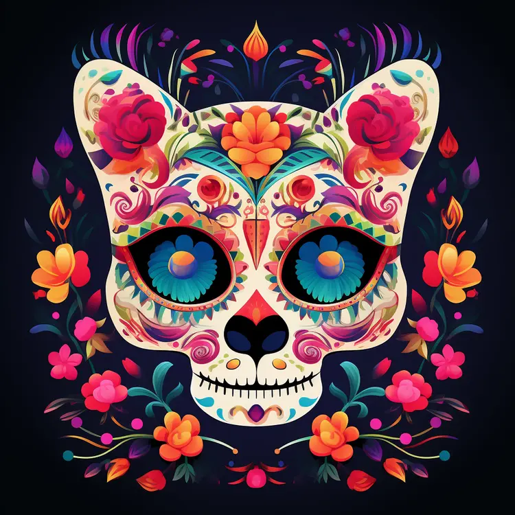 Colorful Sugar Skull for Day of the Dead Celebration