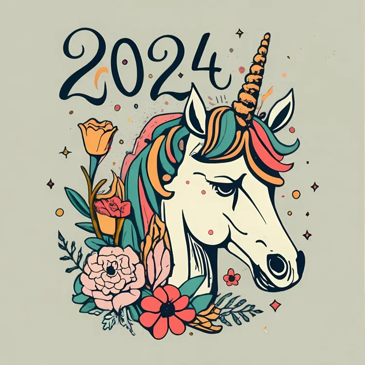 Unicorn with Flowers and 2024