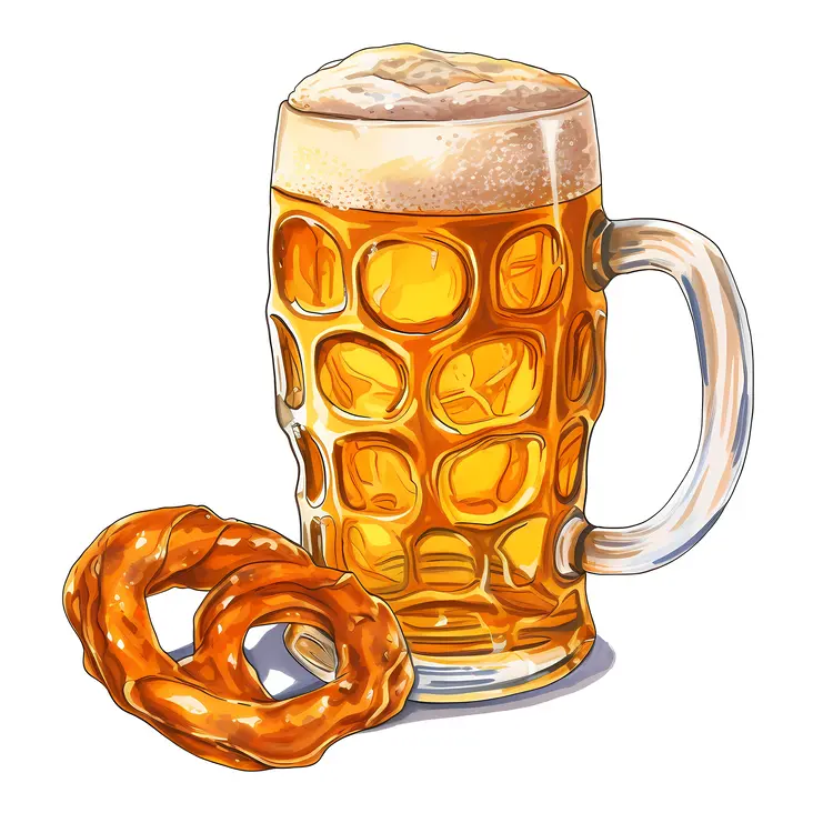Beer Mug with Pretzel Illustration
