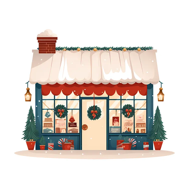Small Christmas Decorated Shop