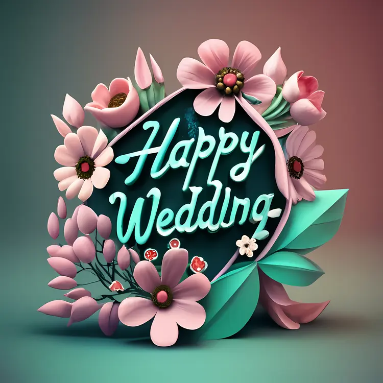 Happy Wedding Text with Chalkboard Style