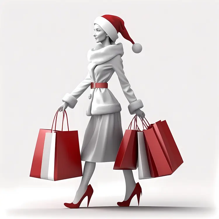 Festive Woman Shopping for Christmas