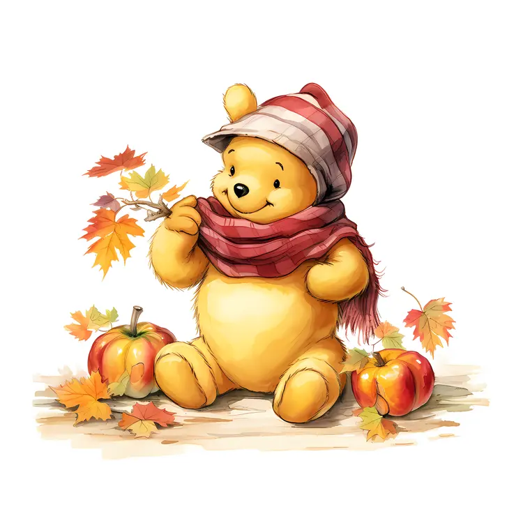 Bear with Apples in Autumn
