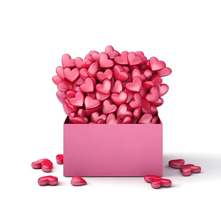 Box of Pink Hearts for Valentine's Day