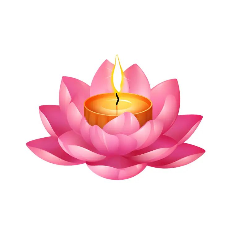 Pink Lotus Candle with Flame