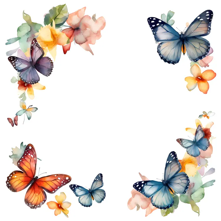 Butterfly Corner Frame with Floral Accents