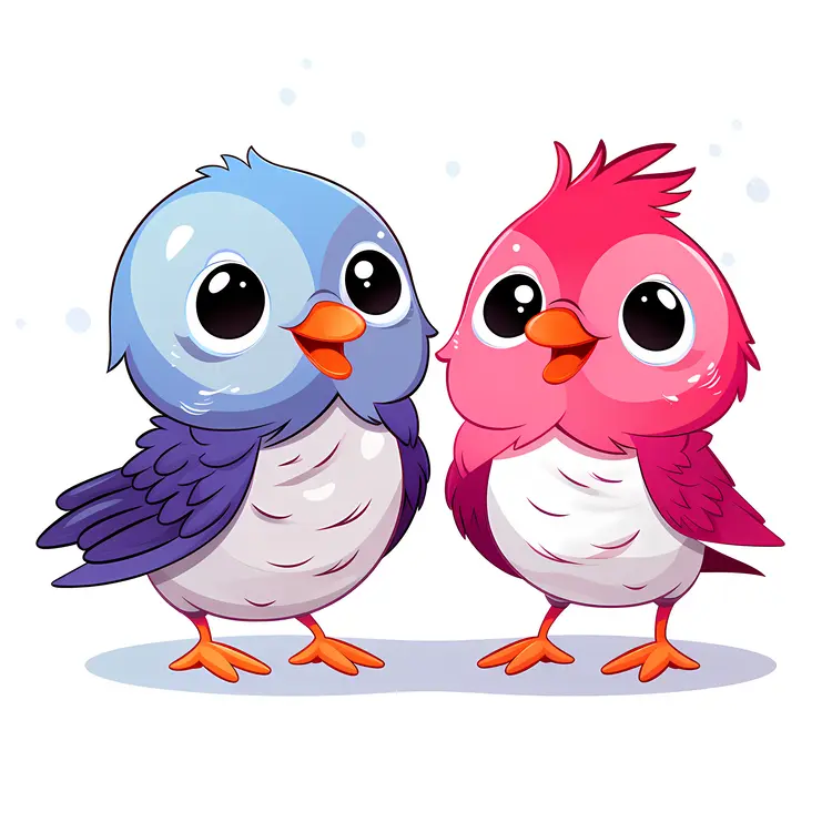 Cute Cartoon Birds Illustration