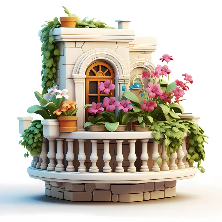 Charming Balcony with Blooming Flowers