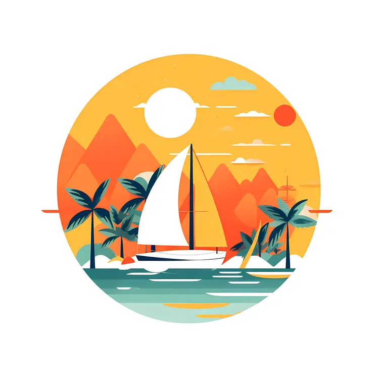 Sailboat in tropical sunset