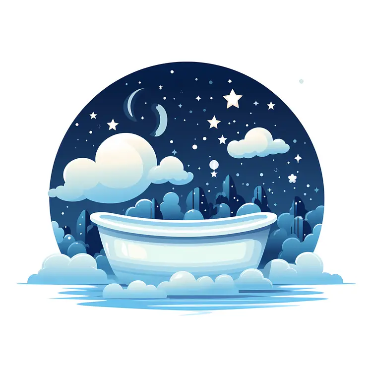 Dreamy Bathtub with Night Sky and Stars