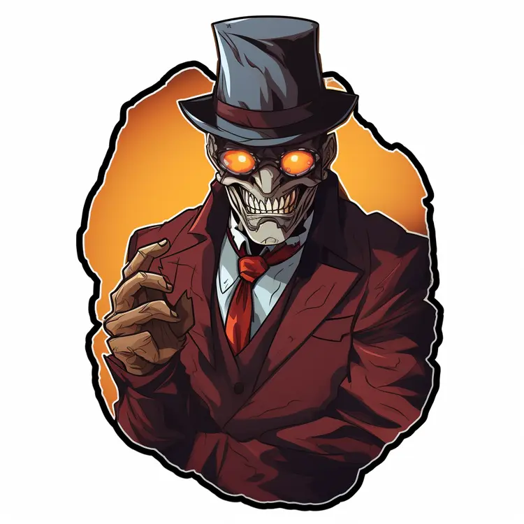 Spooky Skeleton in a Suit and Top Hat Illustration