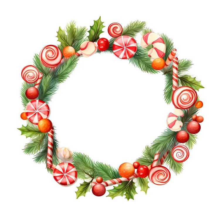 Candy and Greenery Christmas Wreath