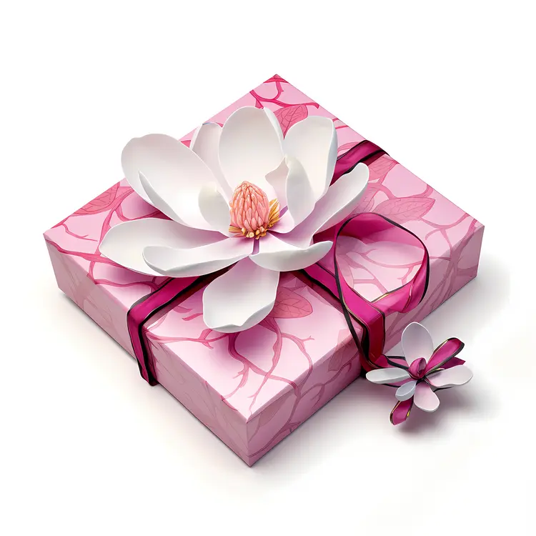 Delicate Pink Gift Box with Flower Decoration