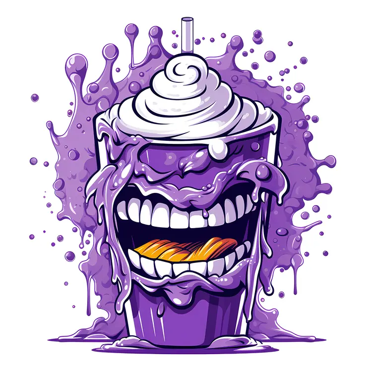 Funny Purple Milkshake Cartoon for Halloween