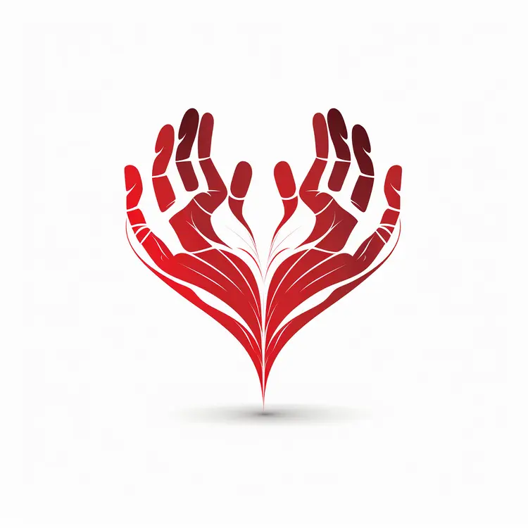 Abstract Red Hands in Heart Shape Logo