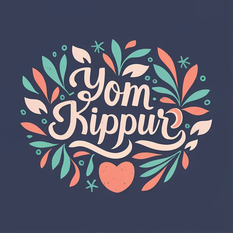 Yom Kippur Celebration with Leaves and Heart
