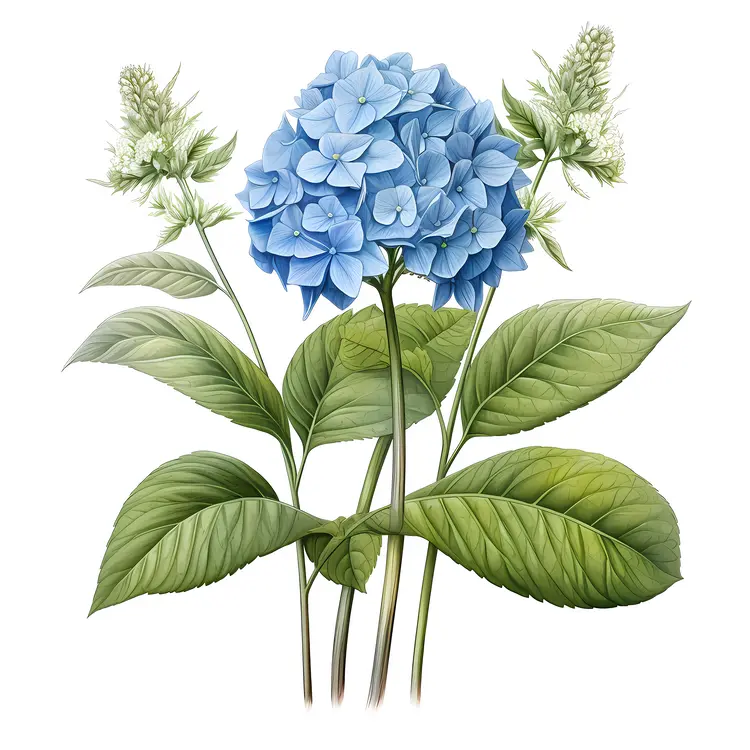 Blue Flowers with Green Leaves