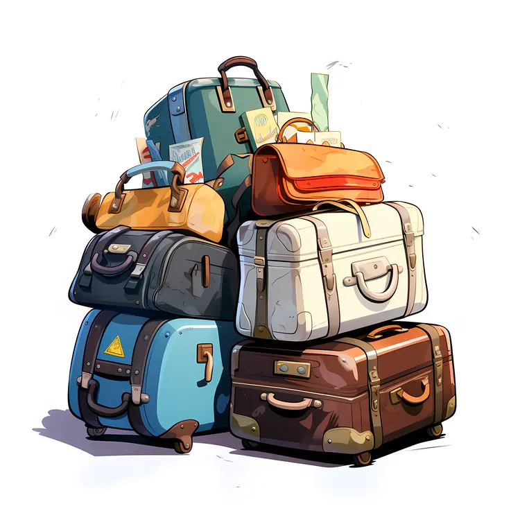 Stack of Colorful Suitcases