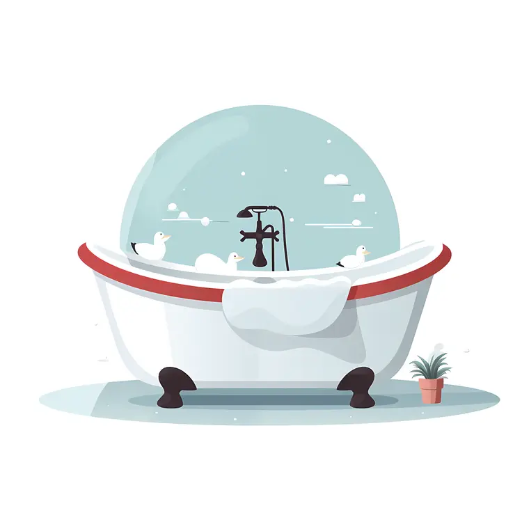 Bathtub with Ducks and Towel