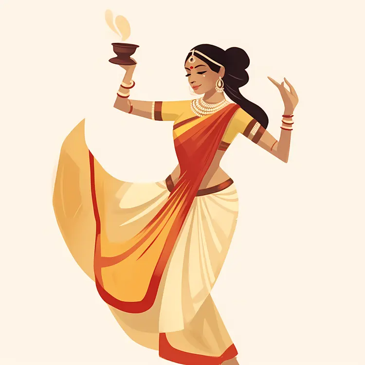Woman Dancing with a Bowl in Ritual