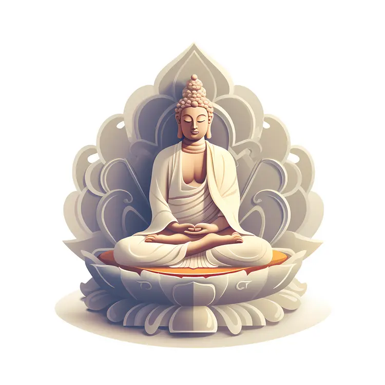 White Buddha Statue with Lotus Base