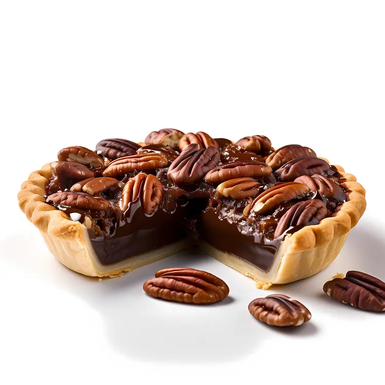 Whole Chocolate Pecan Pie with Slices