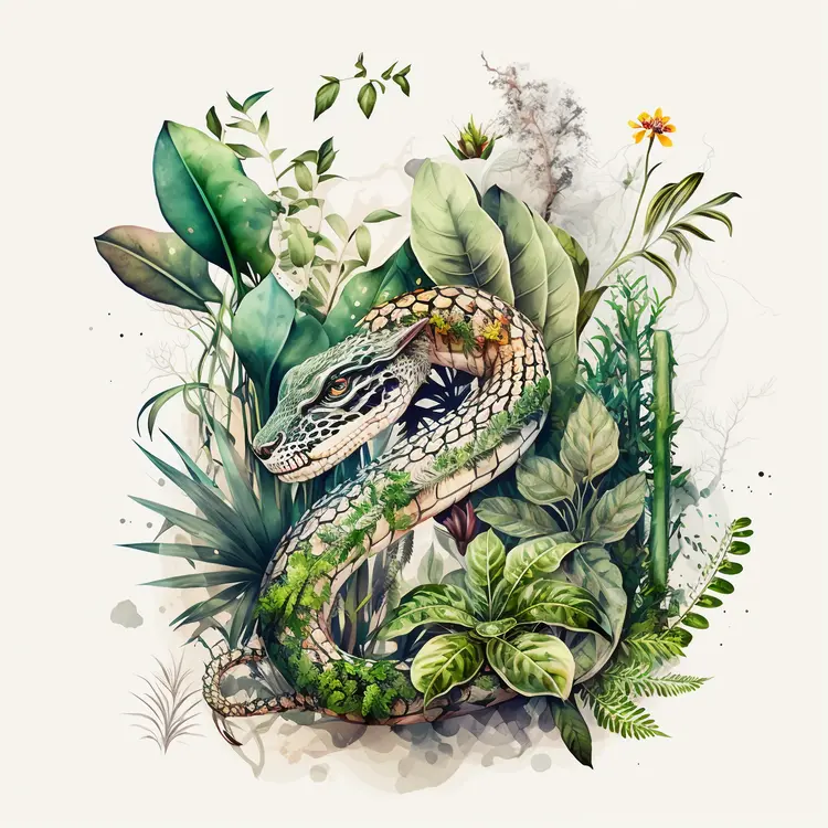 Beautiful Snake in Lush Greenery