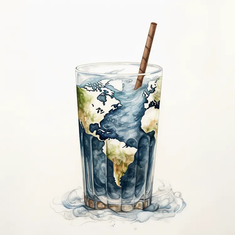 Earth in a Glass of Water Illustration