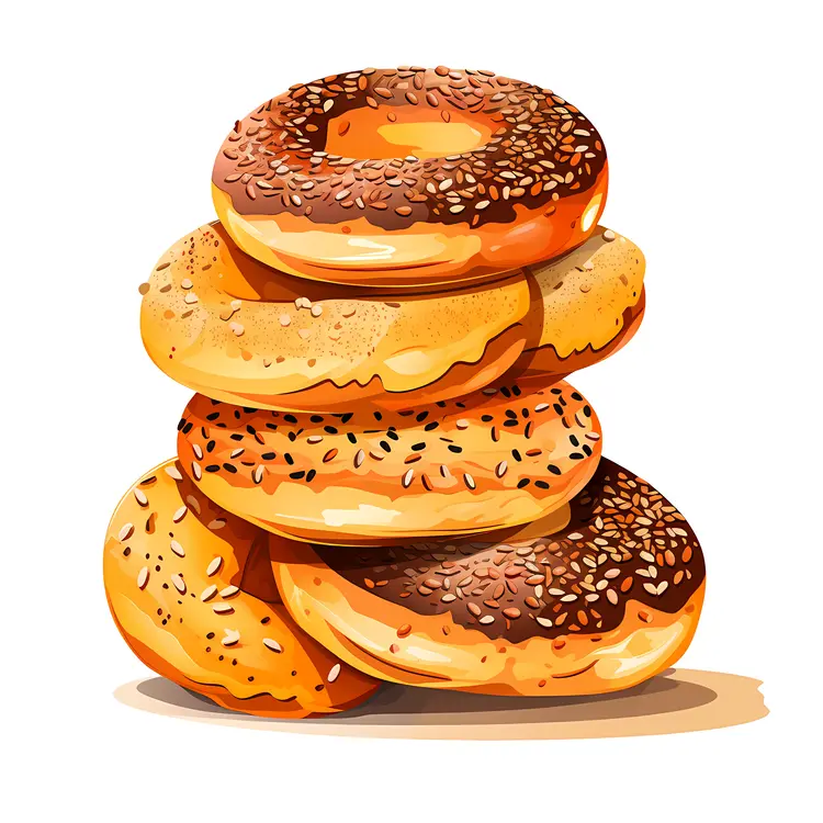 Stacked Bagels with Sesame Seeds