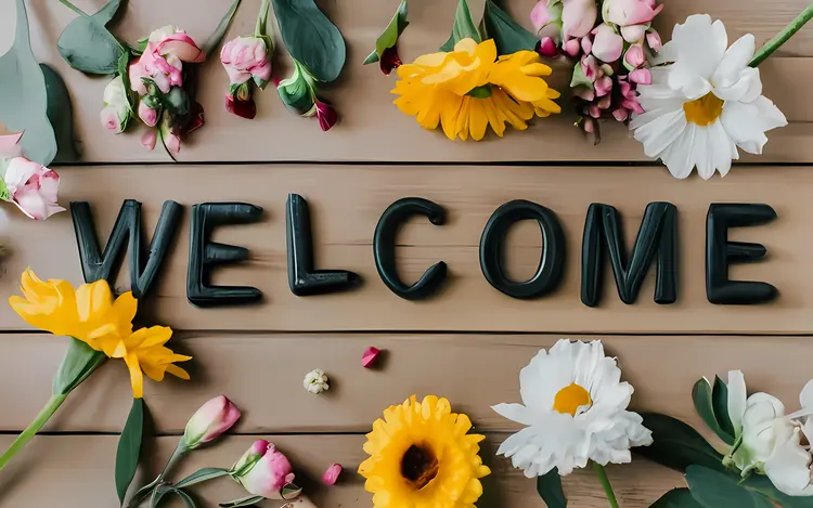 Welcome Sign with Floral Decoration