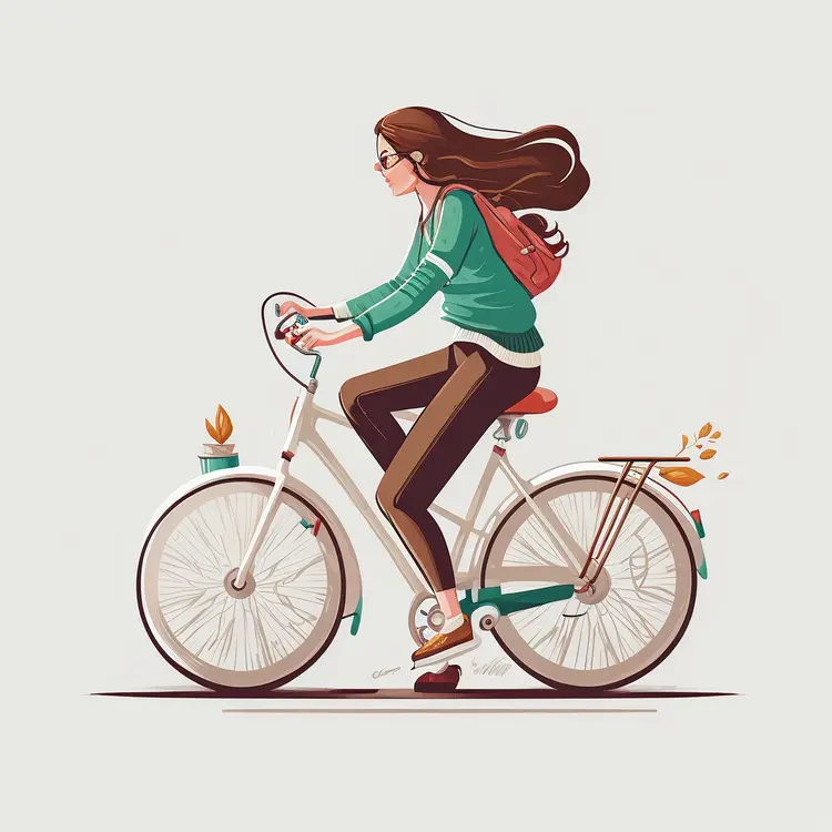 Woman Riding a Bicycle in Autumn