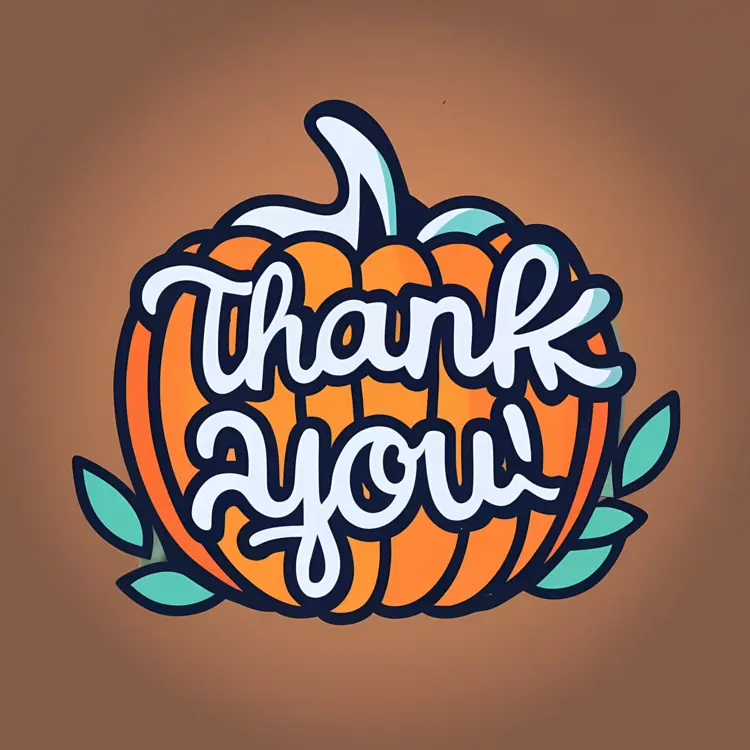 Thank You Pumpkin with Green Leaves