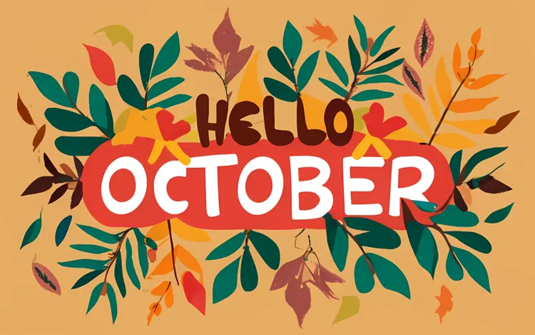 Hello October with Colorful Leaves