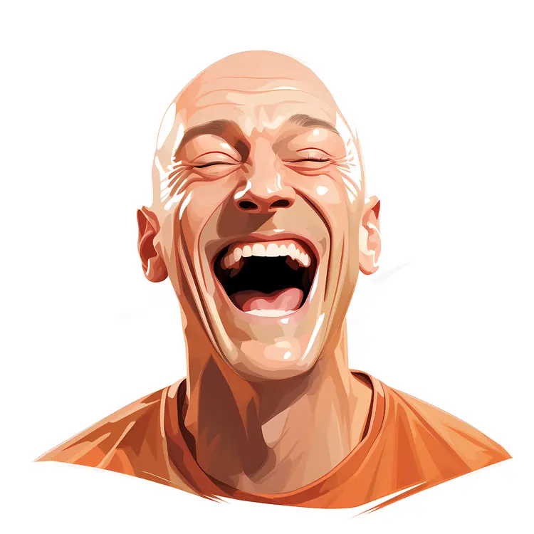 Laughing Bald Man Illustration