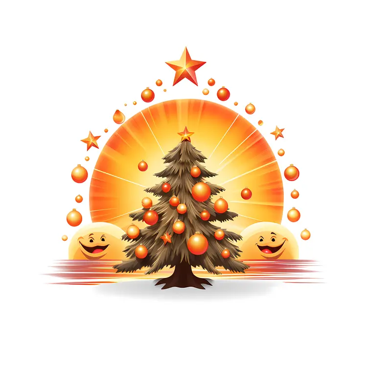 Christmas Tree with Ornaments and Stars