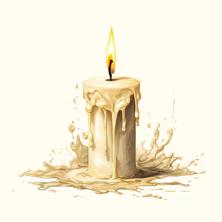 Melting Candle with Dripping Wax