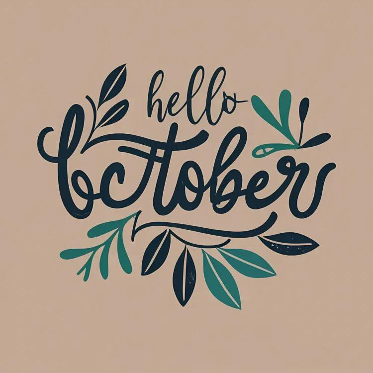 Hello October with Green Leaves
