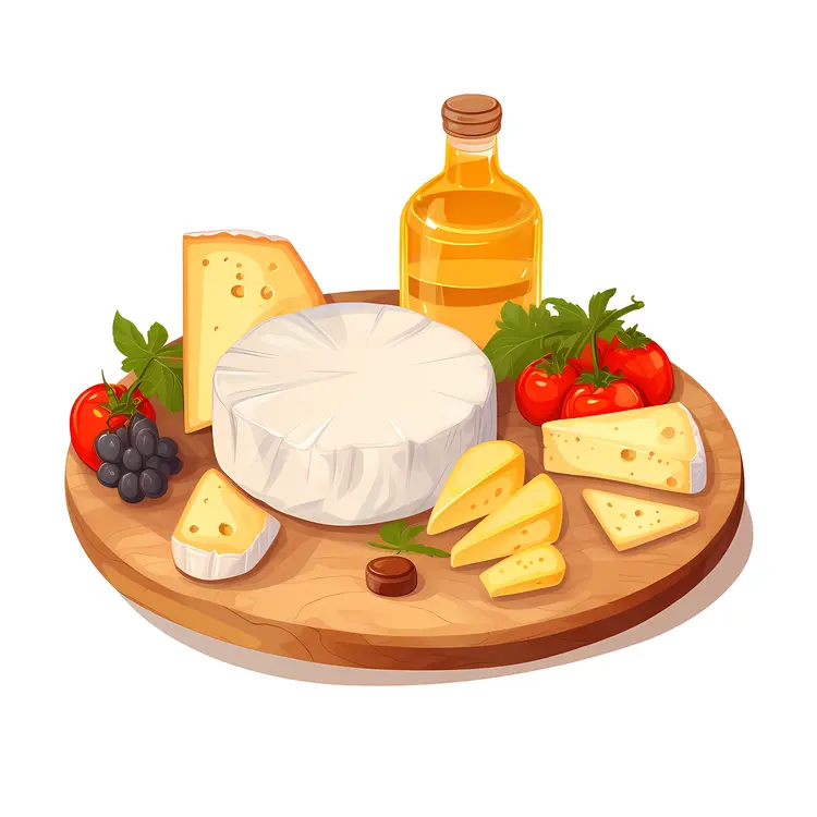 Cheese Platter with Tomatoes and Grapes