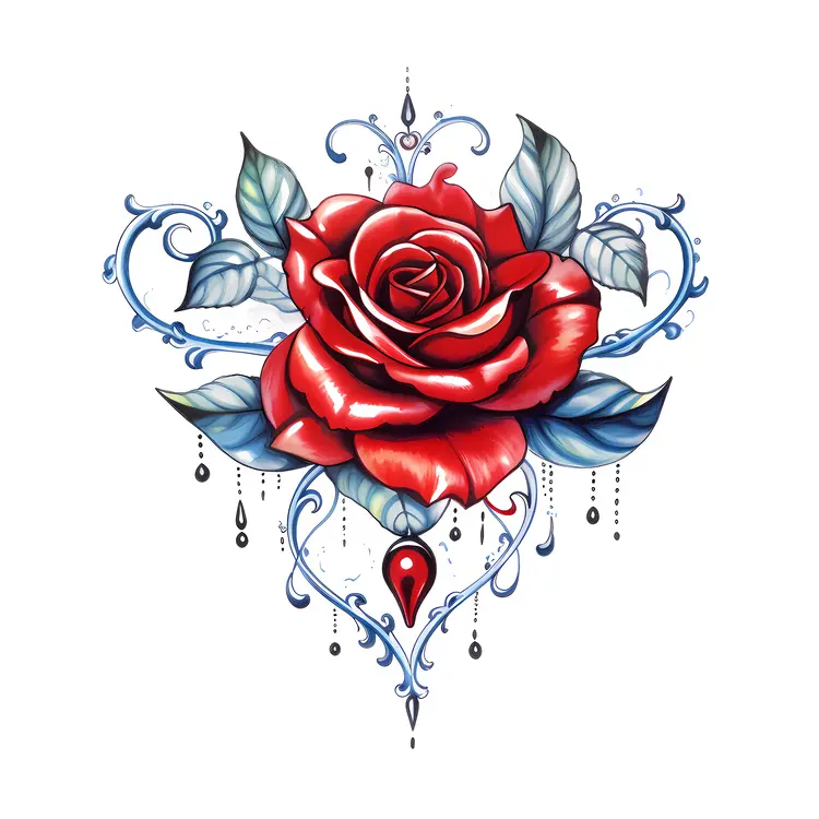 Red Rose and Heart Floral Design