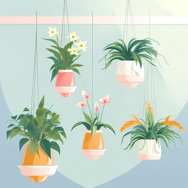 Elegant Hanging Plants in Modern Pots